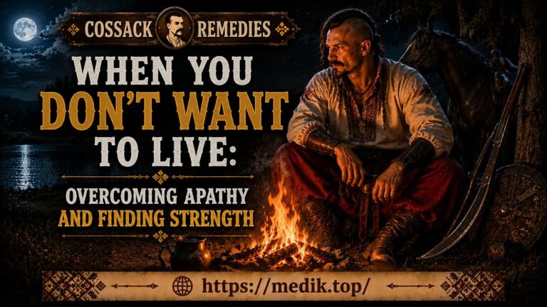 A Cossack Kharakternyk in deep thought by a campfire under the night sky, symbolizing resilience of spirit.