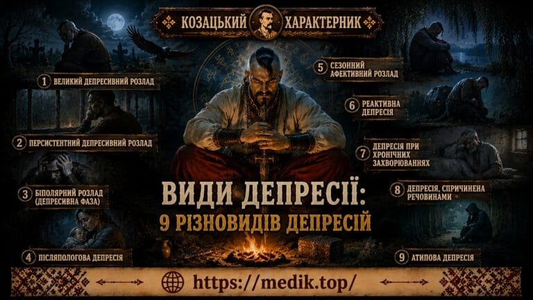 Концептуальне або історичне зображення козацького характерника, що ілюструє внутрішню боротьбу людини з різними проявами депресії.