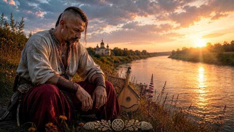 Козак-характерник у роздумах над річкою — як впоратися з душевним болем.