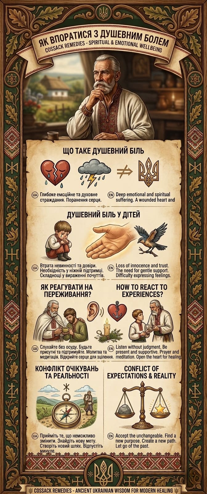 Як впоратися з душевним болем — Інфографіка Інфографіка з порадами як впоратися з душевним болем та переживаннями.