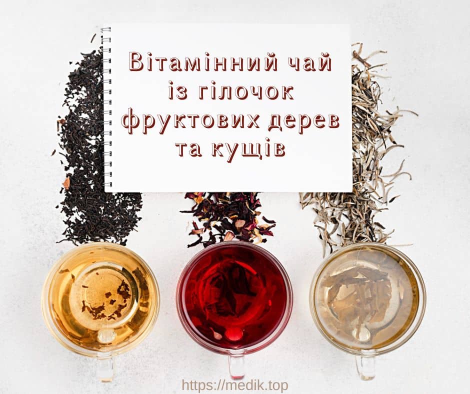 Вітамінний чай із гілочок фруктових дерев та кущів