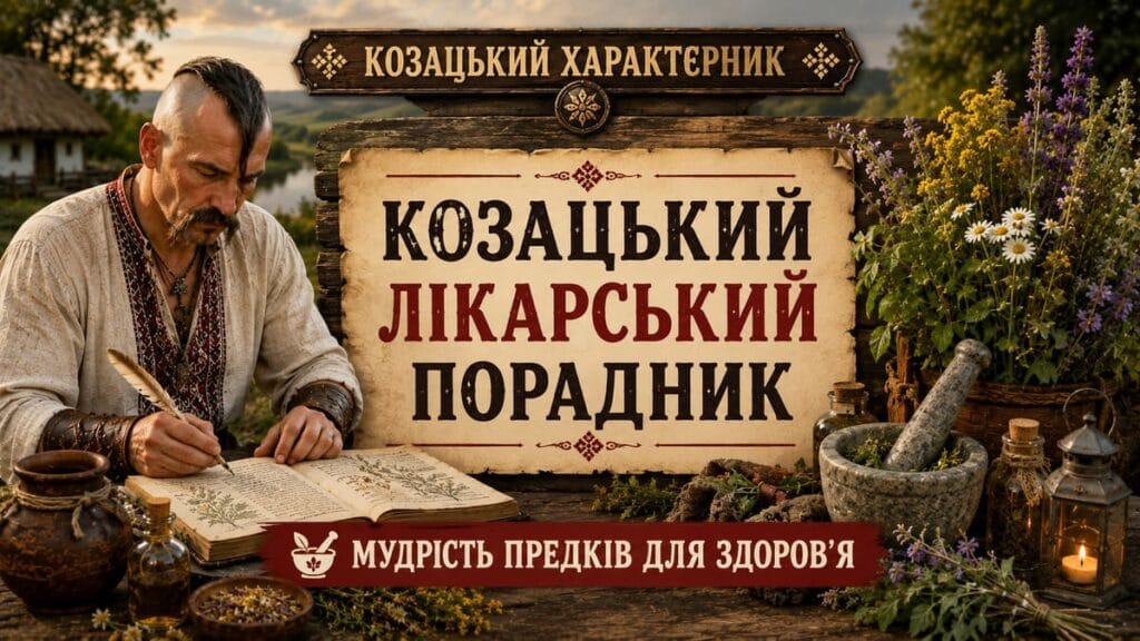 Козак характерник пише у стародавній травник, козацький лікарський порадник, цілющі трави та настоянки.